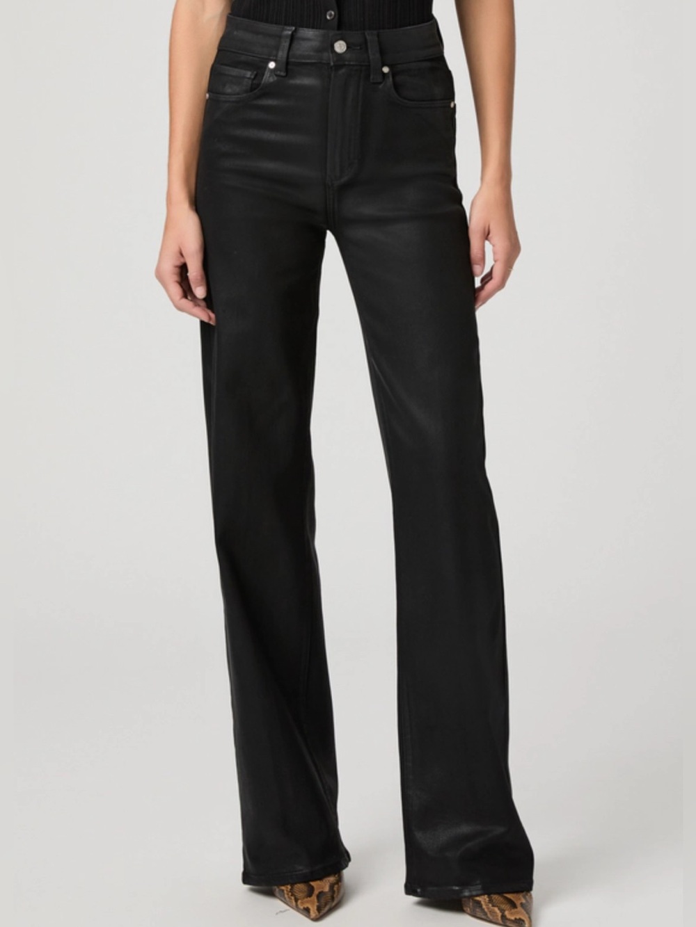 PAIGE Black High-Rise Manhattan Black FogLuxe Coating NEW W/TAGS 27R 32” Inseam